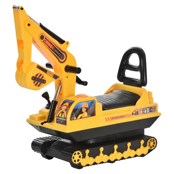 Rootz Ride-on Car - Børne Ride-on - Baby børne gravemaskine - Børne bil med gravemaskine - Sort + Gul - 78x24x58,5cm