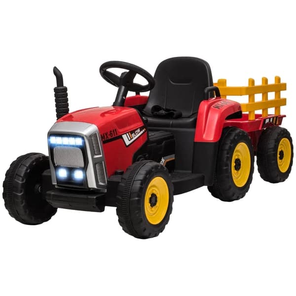 Rootz Elektrisk barnbil - Barntraktor - Inklusive förälder - Fjärrkontroll - Max. Hastighet på 6 km/h - Plast - Röd + Svart - 136,5L x 50W x 52,5H cm