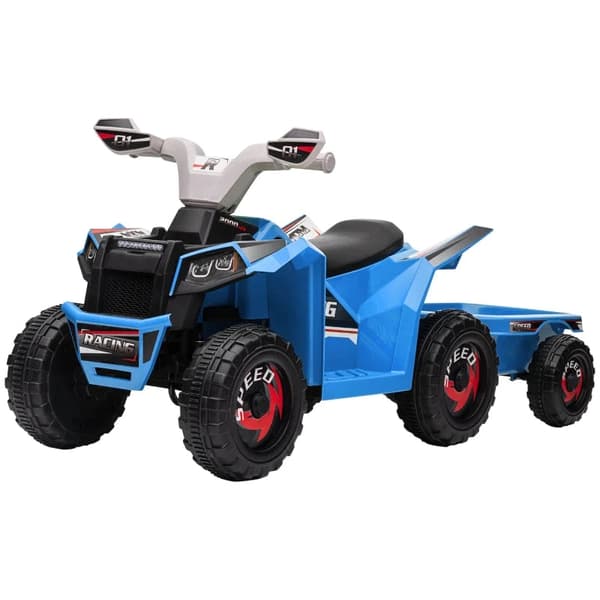 Rootz Children's Quad - Genopladelig - Elbiler - 2,5 Km/t - Trailer - 50 Min. Rejsetid - Børn 1,5 til 3 år - Plast - Blå - 106L x 41,5W x 48,5H cm