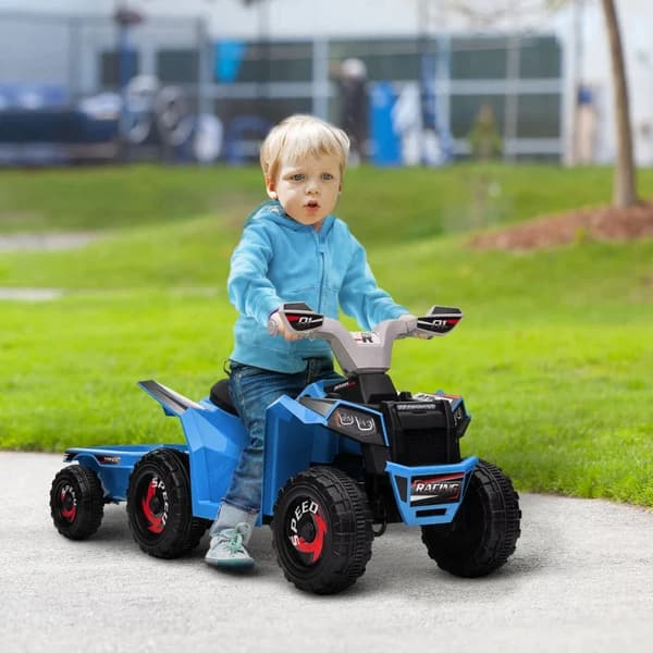 Rootz Children's Quad - Genopladelig - Elbiler - 2,5 Km/t - Trailer - 50 Min. Rejsetid - Børn 1,5 til 3 år - Plast - Blå - 106L x 41,5W x 48,5H cm