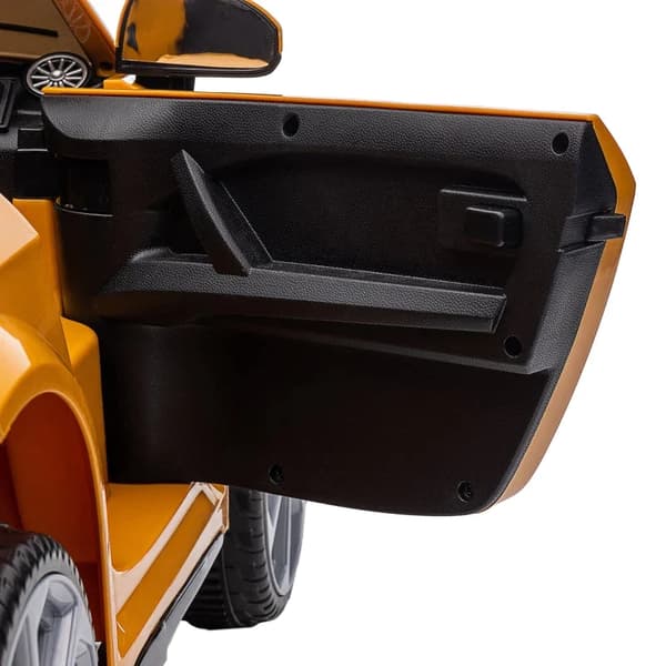 Rootz børneelbil - Max 3km/t - Rat - Fjernbetjening - Sikkerhedssele - Mp3-port - 3-5 år - Plast+jern - Gul - 102L x 60W x 44H cm
