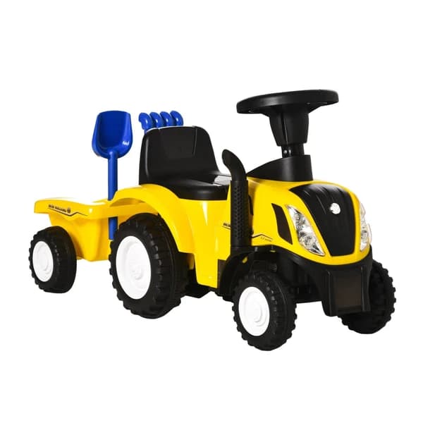 Rootz barnfordon - Åktraktor - Golvskjutare - Släpvagn - Hjul 1-3 år - Horn - Förvaringsstyrning - Sandleksak - Plast+metall - Gul - 91 x 29 x 44cm