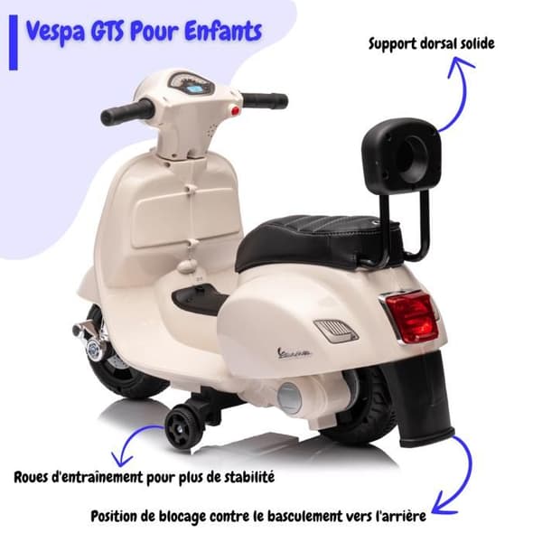 El-scooter för barn - Vespa GTS - 6V - 1 till 3 år - Vit