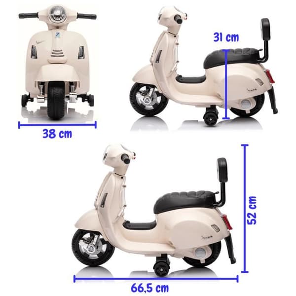 El-scooter för barn - Vespa GTS - 6V - 1 till 3 år - Vit
