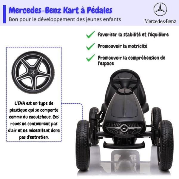 Go Kart med Pedal Mercedes - för Barn - 3 till 7 år - EVA-hjul - Svart