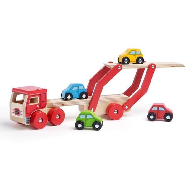 Toy - BigJigs Toys - Trätransportbil - För barn från 3 år och uppåt - Ljusa färger