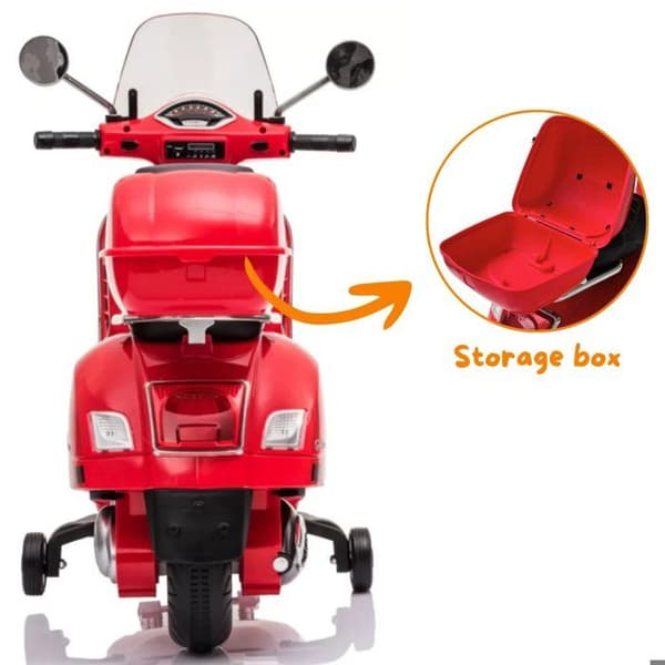 Vespa för Barn GT - Batteri 6V - 3 till 6 år - med Musik - Röd