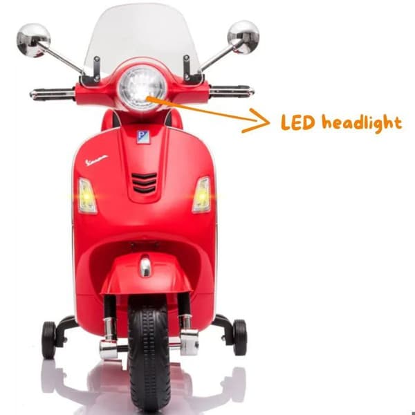 Vespa för Barn GT - Batteri 6V - 3 till 6 år - med Musik - Röd