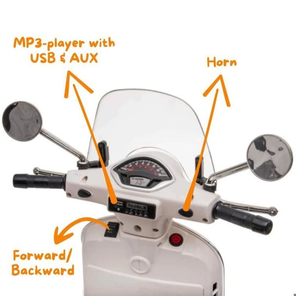 Vespa för Barn GT - Batteri 6V - 3 till 6 år - med Musik - Röd