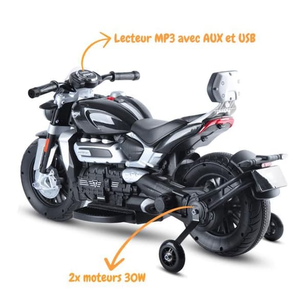 Eldsmotorcykel Barn Triumph Rocket 3GT - 12V - 2 till 5 år - Svart