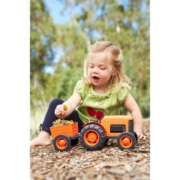 Leksak - GREEN TOYS - Orange Traktor - Robust - Ekologisk - Lätt att rengöra
