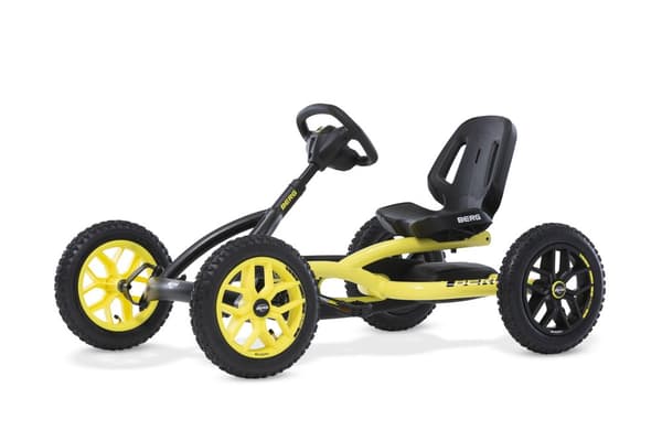 BERG Buddy Cross Gokart - 3 till 8 år - Justerbart Sadel - Frihjul - Svart/Gul