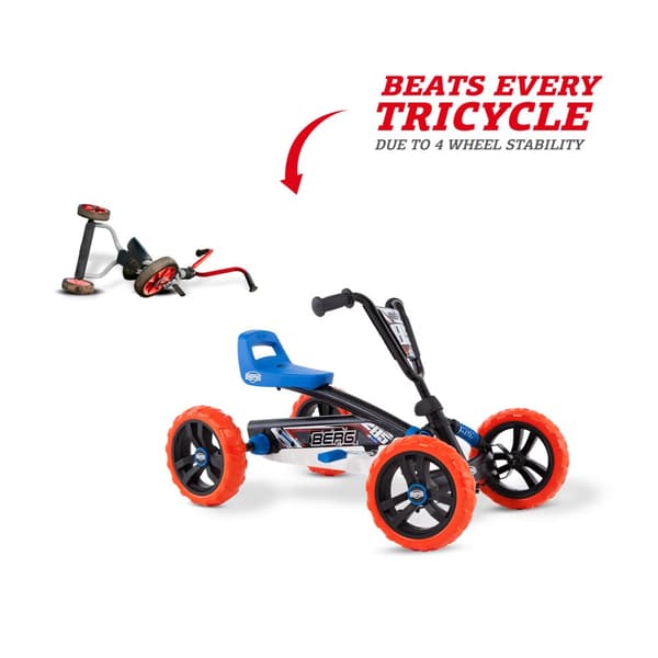 BERG Buzzy Nitro Gokart - 2 till 5 år - Justerbart Sadel - Blå/Orange