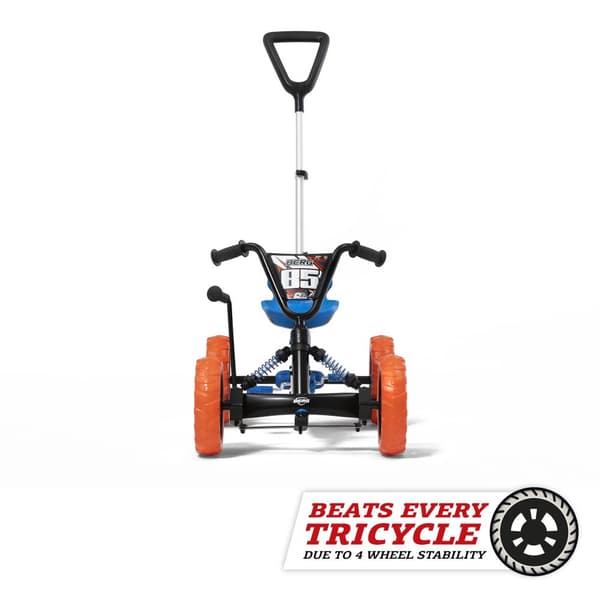 BERG Buzzy Nitro Gokart - 2 till 5 år - Justerbart Sadel - Blå/Orange - inkl. tryckstång