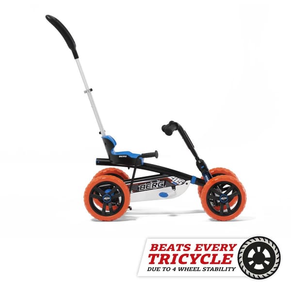BERG Buzzy Nitro Gokart - 2 till 5 år - Justerbart Sadel - Blå/Orange - inkl. tryckstång