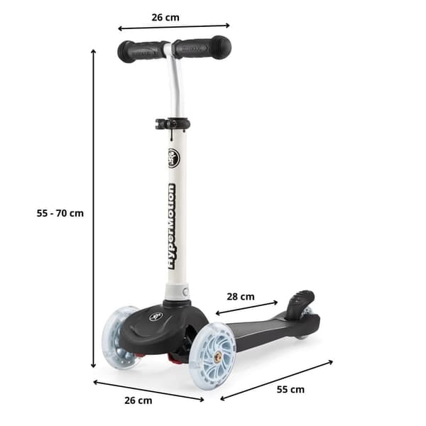 HyperMotion trehjulet løbehjul til børn 3-8 år, TRINGO, skridsikker, justerbar løbehjul til piger, drenge 3+, max. Bæreevne 50 kg, Sort