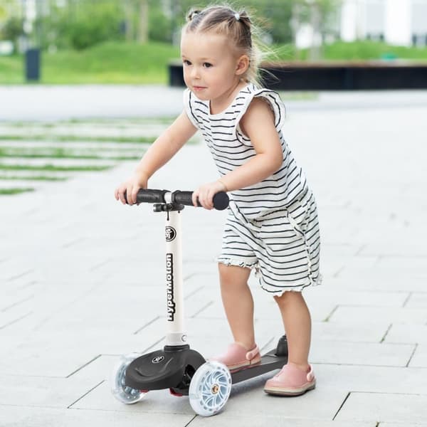 HyperMotion trehjulet løbehjul til børn 3-8 år, TRINGO, skridsikker, justerbar løbehjul til piger, drenge 3+, max. Bæreevne 50 kg, Sort