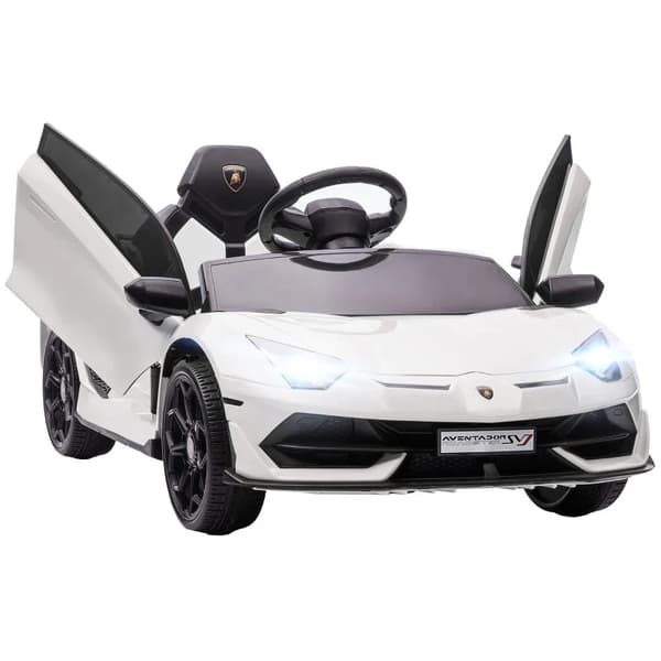 Rootz elektrisk børnebil - Børnebil - Licenseret Lamborghini Aventador - Mågevingedøre - Musik - Horn - i 3-5 år - Hvid - 107,5 cm x 63 cm x 42 cm