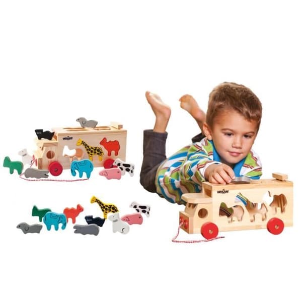 Woody Woody 91199 djurinsättningsbil - WOODY - Toy - Beige - Finmotorik - Kreativitet