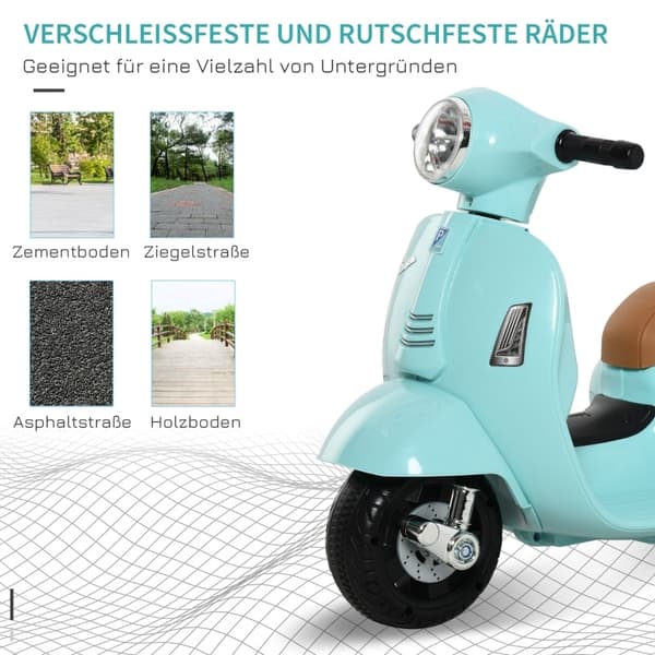 Rootz VESPA -sähkömoottoripyörä lapsille - Lasten ajopyörä - Taaperoiden sähköskootteri - Realistinen ajokokemus - Parannettu turvallisuus - Mukava aj