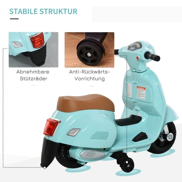 Rootz VESPA -sähkömoottoripyörä lapsille - Lasten ajopyörä - Taaperoiden sähköskootteri - Realistinen ajokokemus - Parannettu turvallisuus - Mukava aj
