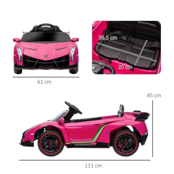 Rootz elektrisk børnebil - Licenseret Lamborghini Veneno - Ride-On-bil til børn - Vingedøre - Musikafspiller - Fjernbetjening - 111 cm x 61 cm x 45 cm