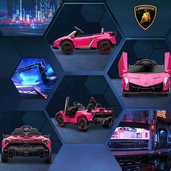 Rootz elektrisk børnebil - Licenseret Lamborghini Veneno - Ride-On-bil til børn - Vingedøre - Musikafspiller - Fjernbetjening - 111 cm x 61 cm x 45 cm