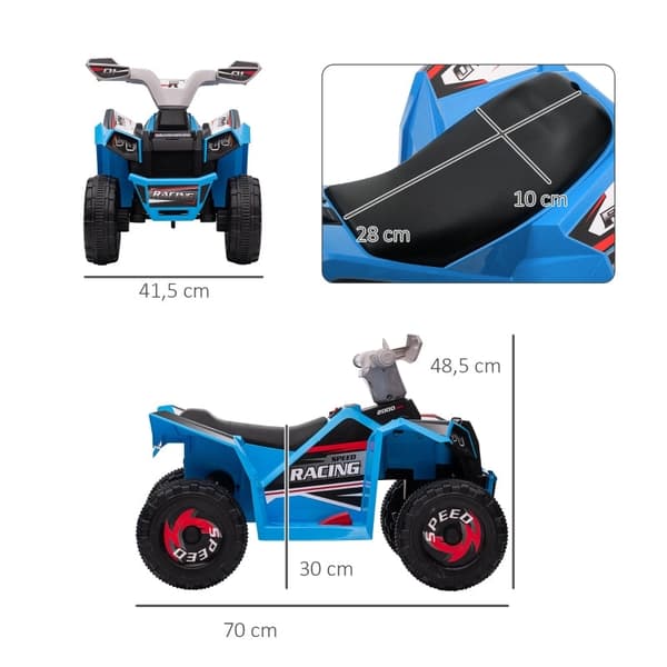 Rootz Electric Children's Quad - Ride-On ATV til børn - Elbil til småbørn - Sikker hastighed - Nem betjening - Langvarig sjov - 70 cm x 41,5 cm x 48,5