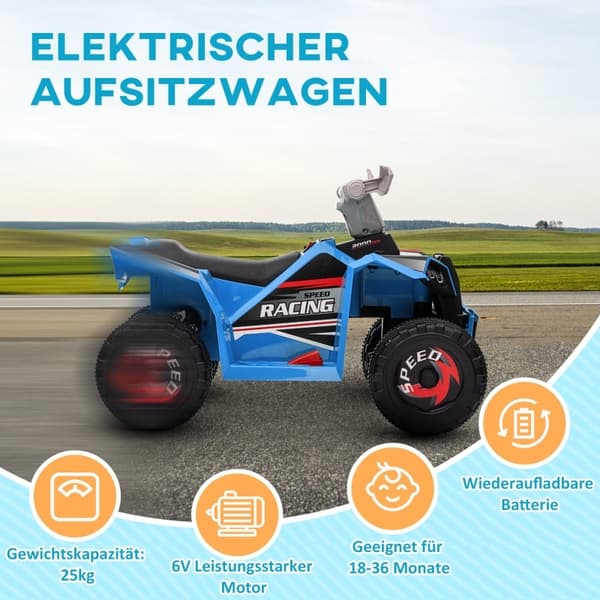 Rootz Electric Children's Quad - Ride-On ATV til børn - Elbil til småbørn - Sikker hastighed - Nem betjening - Langvarig sjov - 70 cm x 41,5 cm x 48,5