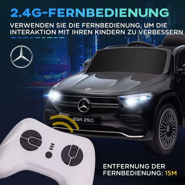 Rootz elektrisk børnebil - Licenseret Mercedes-Benz EQA - Ride-On-bil til børn - Musik & forlygter - Forældrefjernbetjening - 111,5 cm x 69 cm x 52,5