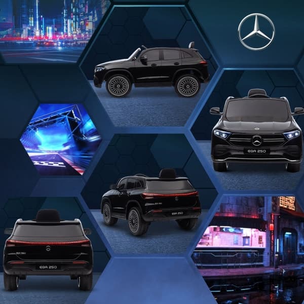 Rootz elektrisk børnebil - Licenseret Mercedes-Benz EQA - Ride-On-bil til børn - Musik & forlygter - Forældrefjernbetjening - 111,5 cm x 69 cm x 52,5