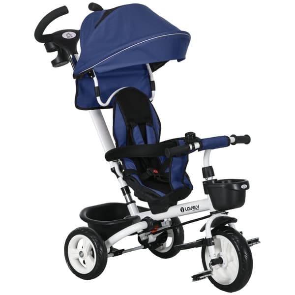 Rootz 6-i-1 trehjulet cykel til børn - Trike til børn - Toddler Cykel - Push Bar - Solsejl - Refleksstrimler - 112 cm x 50 cm x 104 cm - Mørkeblå