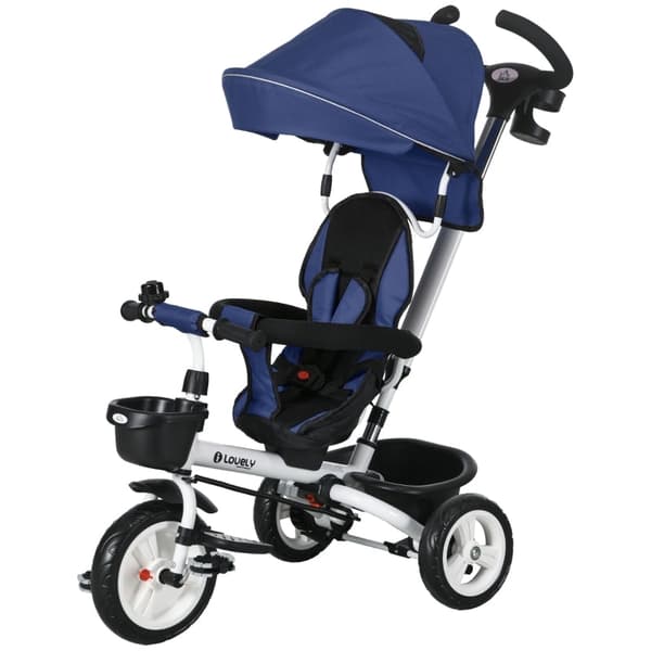 Rootz 6-i-1 trehjulet cykel til børn - Trike til børn - Toddler Cykel - Push Bar - Solsejl - Refleksstrimler - 112 cm x 50 cm x 104 cm - Mørkeblå