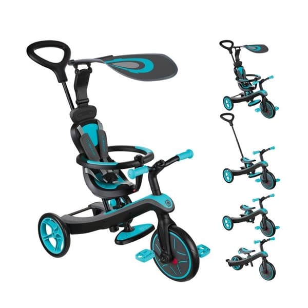 Globber - EXPLORER 4 i 1 utvecklande trehjuling för baby - Duck Blue Turkosblå