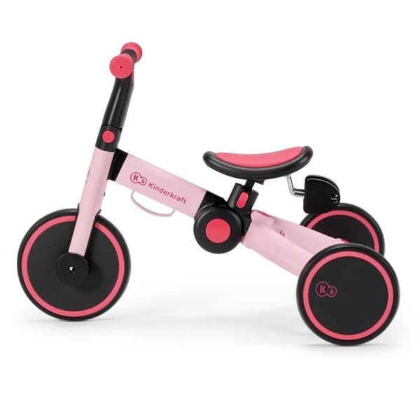 Kinderkraft 4TRIKE 3 i 1 trehjuling - Rosa - För barn i åldrarna 1 till 5 år - Vikbar och utbyggbar