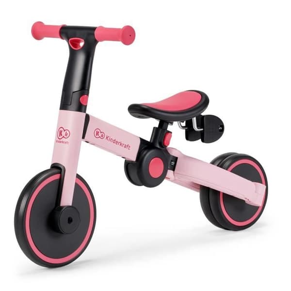 Kinderkraft 4TRIKE 3 i 1 trehjuling - Rosa - För barn i åldrarna 1 till 5 år - Vikbar och utbyggbar