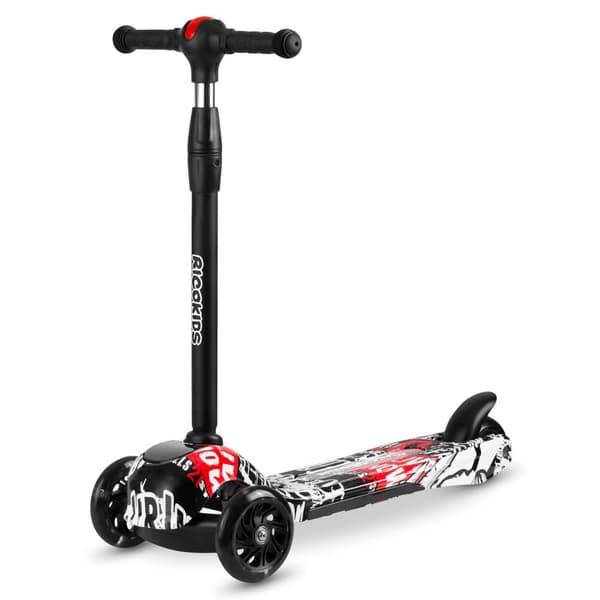 Ricokids Piko trehjulig skoter - svart med vita och röda mönster