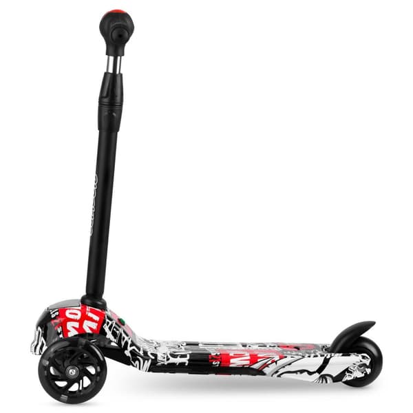 Ricokids Piko trehjulig skoter - svart med vita och röda mönster