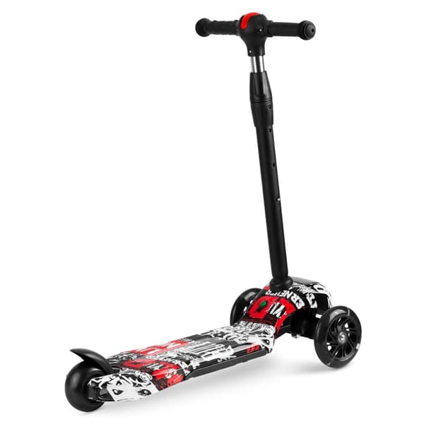 Ricokids Piko trehjulig skoter - svart med vita och röda mönster