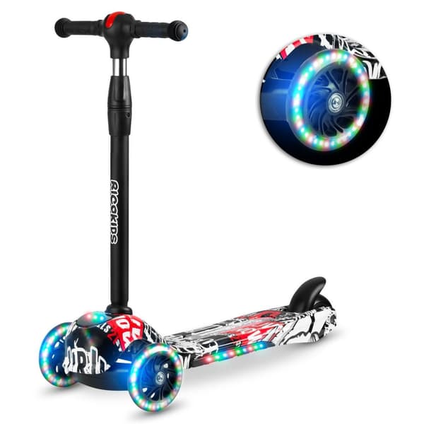 Ricokids Piko trehjulig skoter - svart med vita och röda mönster