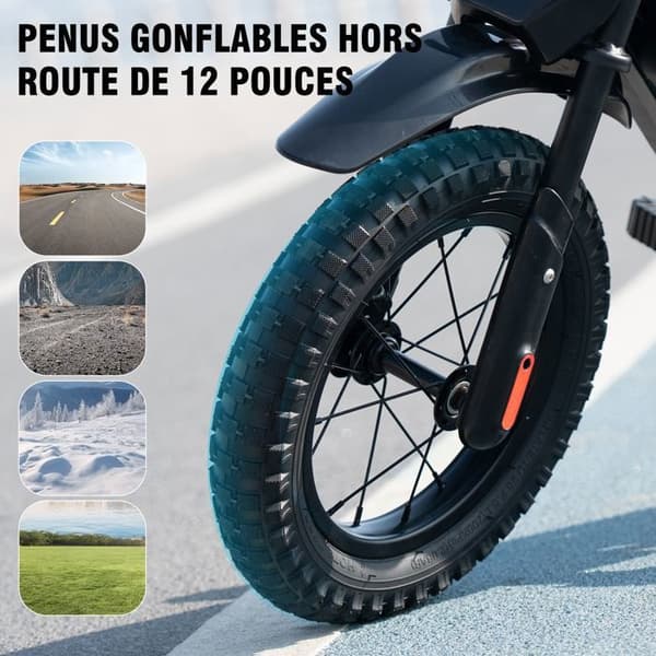 EVERCROSS TECH EV05M Elektrisk motocross barn 3-12 år 150W 16KM/H 2 hastighetsnivåer, 12" däckpresent Supersvart