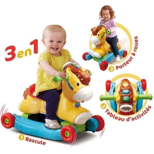 Rocking Carrier P'tit Galop, My Pony Rocking 2in1 - VTECH BABY - Talking and Luminous - Multicolor