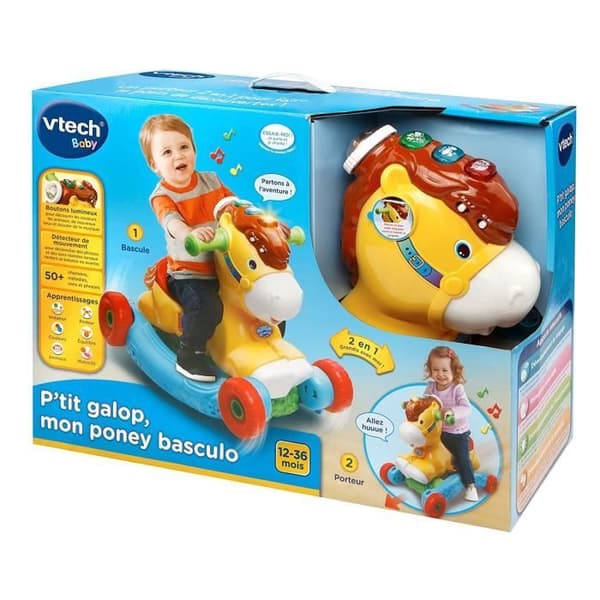 Rocking Carrier P'tit Galop, My Pony Rocking 2in1 - VTECH BABY - Talking and Luminous - Multicolor