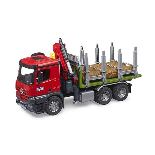 Mercedes-Benz Arocs lastbil för trätransport med lastkran, grip och 3 trästammar