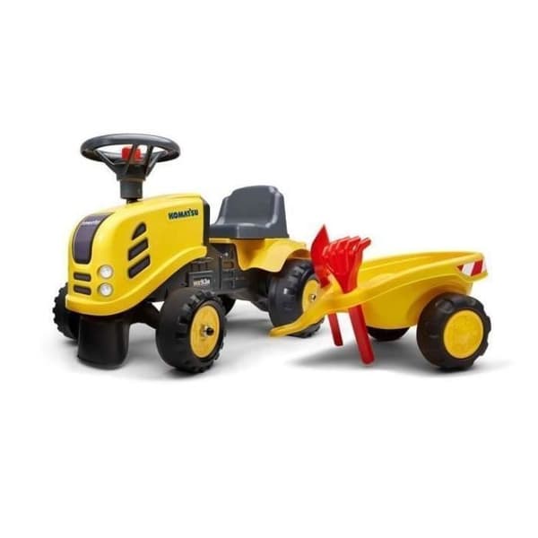 Komatsu traktorhållare med släp, spade och kratta - FALK - Från 12 månader - 100 % tillverkad i Frankrike - 40 % återvunnen plast