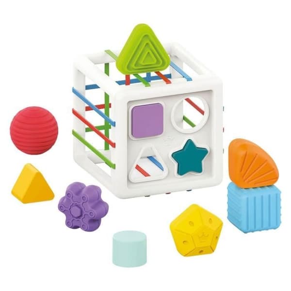 Manipulationslåda - LUDI - 3 babyspinnare - Pyramidstaplingsspel - Manipulationskub
