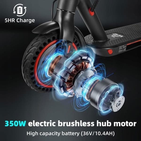 Elscooter - MÄRKE - 8,5 tum - Telefonhållare och stöldskyddsanordning