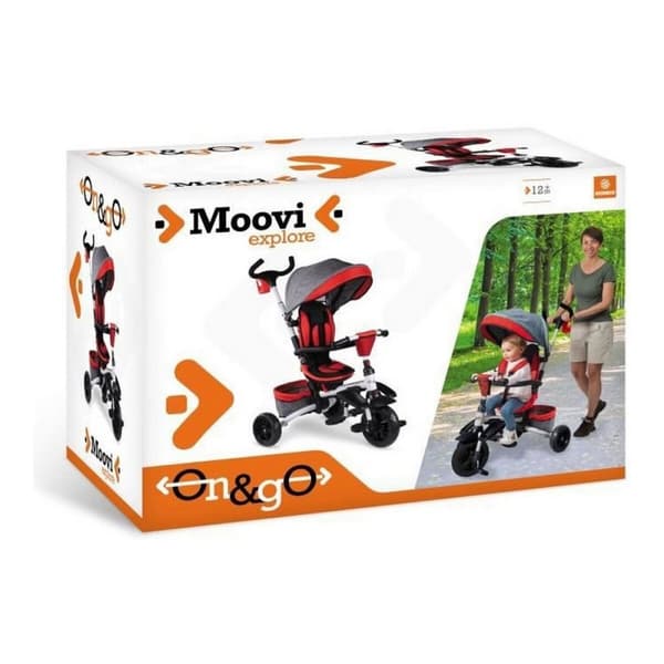 Trehjulet Cykel Mondo On & Go Moovi Explore Rød Convertible Foldbar Roterende sæde
