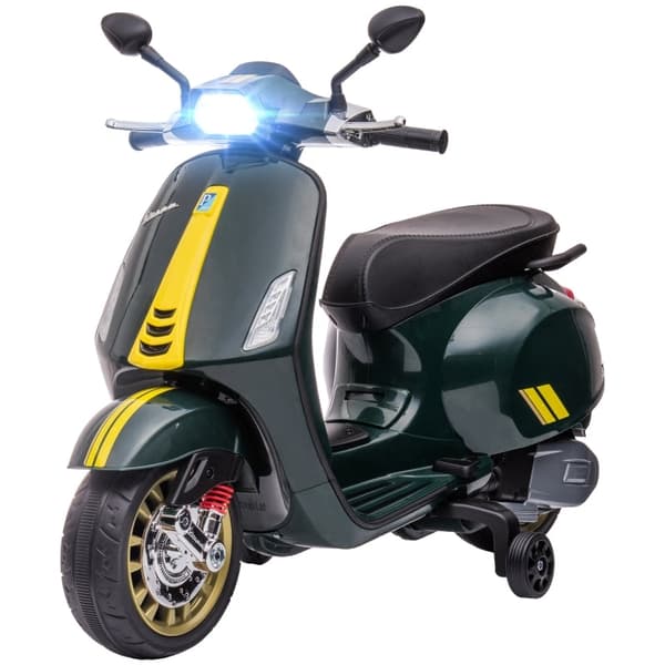 Rootz 6V Vespa elektrisk motorcykel til børn - Ride-On Motorcykel - Træningshjul - Forlygter og musik - Stabil og sikker - 107cm x 47cm x 73cm