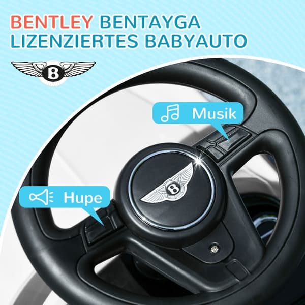Rootz - Bentley Bentayga -lisensoitu 3-in-1 -ajeluauto - Työntöauto - Taaperoauto - Vanhemman kahva - Irrotettava kuomu - Hiljaiset pyörät - 90 cm x 4